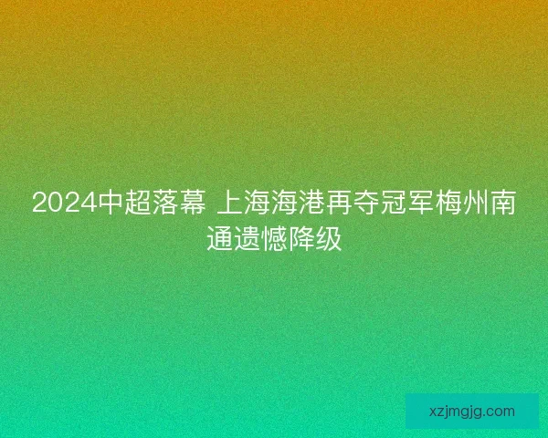 2024中超落幕 上海海港再夺冠军梅州南通遗憾降级
