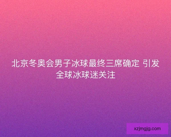 北京冬奥会男子冰球最终三席确定 引发全球冰球迷关注